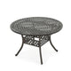 Roch Outdoor Dining Table, 46-61 Inch Expandable, Metal Hammered Bronze