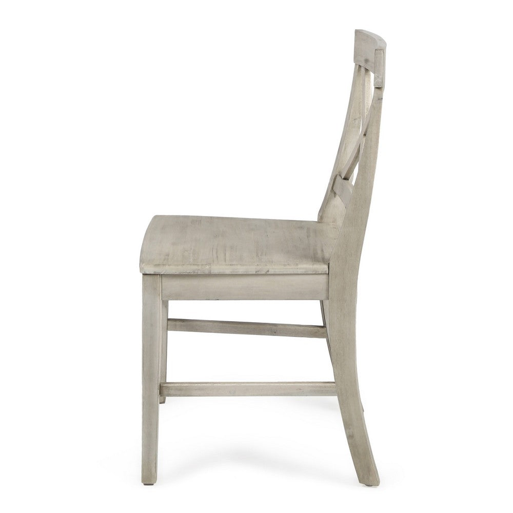 Ricks Dining Chair Set of 2, Light Gray Acacia Wood Frame