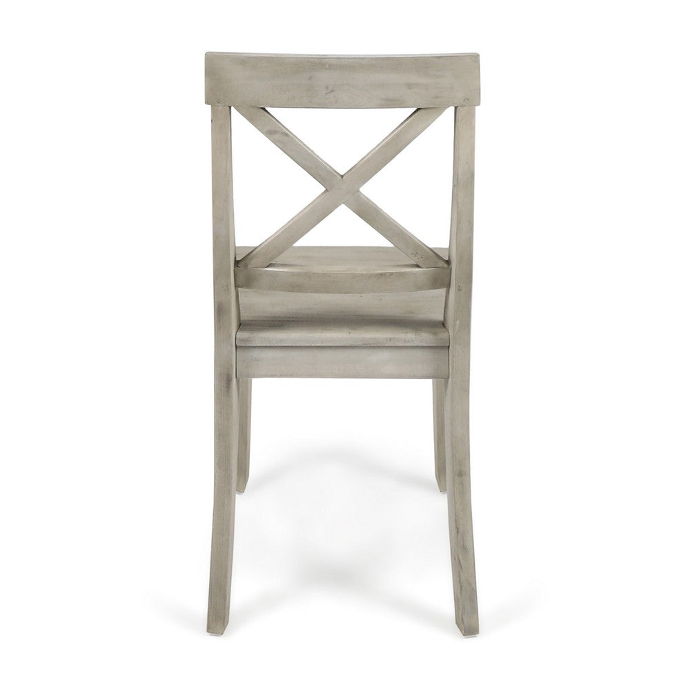 Ricks Dining Chair Set of 2, Light Gray Acacia Wood Frame