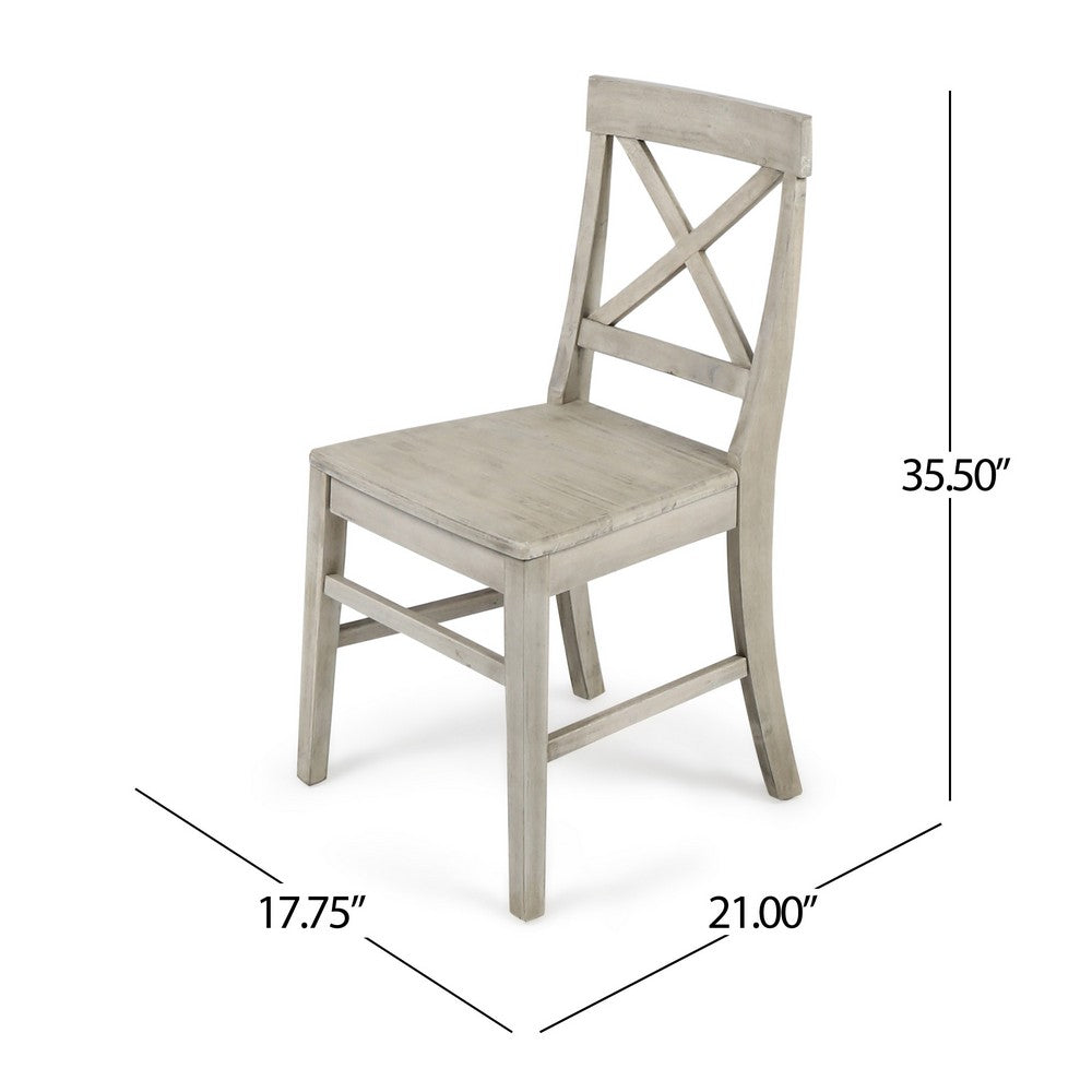 Ricks Dining Chair Set of 2, Light Gray Acacia Wood Frame