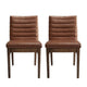 Lissa Dining Chair, Channel Stitching, Brown Polyester Cushions, Wood Legs