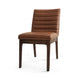 Lissa Dining Chair, Channel Stitched Brown Polyester, Wood