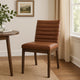 Lissa Dining Chair, Channel Stitching, Brown Polyester Cushions, Wood Legs