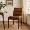Lissa Dining Chair, Channel Stitched Brown Polyester, Wood