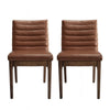 Lissa Dining Chair, Channel Stitched Brown Polyester, Wood