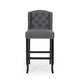 Seliva Barstool Chair Set of 2, Charcoal Gray, Black Wood
