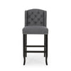 Seliva Barstool Chair Set of 2, Charcoal Gray, Black Wood
