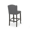 Seliva Barstool Chair Set of 2, Charcoal Gray, Black Wood