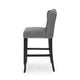 Seliva Barstool Chair Set of 2, Charcoal Gray, Black Wood