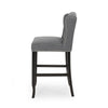 Seliva Barstool Chair Set of 2, Charcoal Gray, Black Wood
