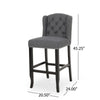 Seliva Barstool Chair Set of 2, Charcoal Gray, Black Wood