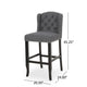 Seliva Barstool Chair Set of 2, Charcoal Gray, Black Wood