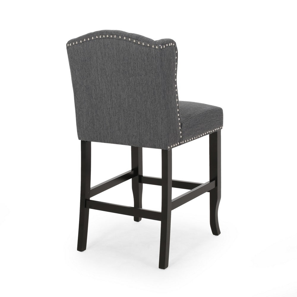 Seliva Counter Stool Chair Set of 2, Charcoal Gray, Brown