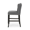 Seliva Counter Stool Chair Set of 2 Charcoal Gray Tufted Back Brown Wood BM323402