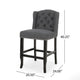 Seliva Counter Stool Chair Set of 2, Charcoal Gray, Brown