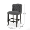 Seliva Counter Stool Chair Set of 2, Charcoal Gray, Brown