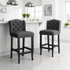 Seliva Counter Stool Chair Set of 2, Charcoal Gray, Brown