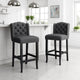 Seliva Counter Stool Chair Set of 2, Charcoal Gray, Brown