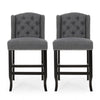 Seliva Counter Stool Chair Set of 2, Charcoal Gray, Brown