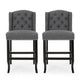 Seliva Counter Stool Chair Set of 2, Charcoal Gray, Brown