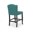 Seliva Counter Stool Chair Set of 2, Teal Fabric, Brown Wood