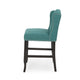 Seliva Counter Stool Chair Set of 2, Teal Fabric, Brown Wood