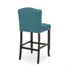 Seliva Barstool Chair Set of 2 Teal Fabric Tufted Back Brown Rubberwood BM323404