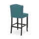 Seliva Barstool Chair Set of 2 Teal Fabric Tufted Back Brown Rubberwood BM323404