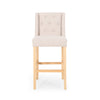Seliva Barstool Chair Set of 2, Beige Fabric, Brown Wood