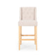 Seliva Barstool Chair Set of 2, Beige Fabric, Brown Wood
