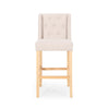Seliva Barstool Chair Set of 2 Beige Fabric Tufted Back Brown Rubberwood BM323406