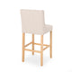 Seliva Barstool Chair Set of 2 Beige Fabric Tufted Back Brown Rubberwood BM323406