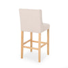 Seliva Barstool Chair Set of 2, Beige Fabric, Brown Wood
