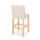 Seliva Barstool Chair Set of 2, Beige Fabric, Brown Wood