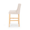 Seliva Barstool Chair Set of 2, Beige Fabric, Brown Wood