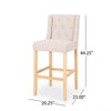Seliva Barstool Chair Set of 2, Beige Fabric, Brown Wood