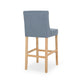 Seliva Barstool Chair Set of 2 Navy Blue Fabric Tufted Back Black Wood
