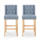 Seliva Barstool Chair Set of 2, Navy Blue Fabric, Tufted Back, Black Wood