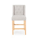 Seliva Counter Stool Chair Set of 2 Light Gray Fabric Tufted Brown Wood BM323408
