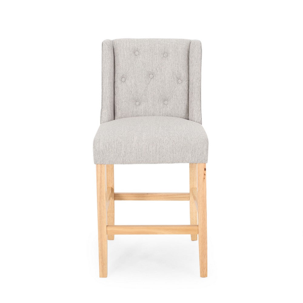 Seliva Counter Stool Chair Set of 2, Light Gray, Brown