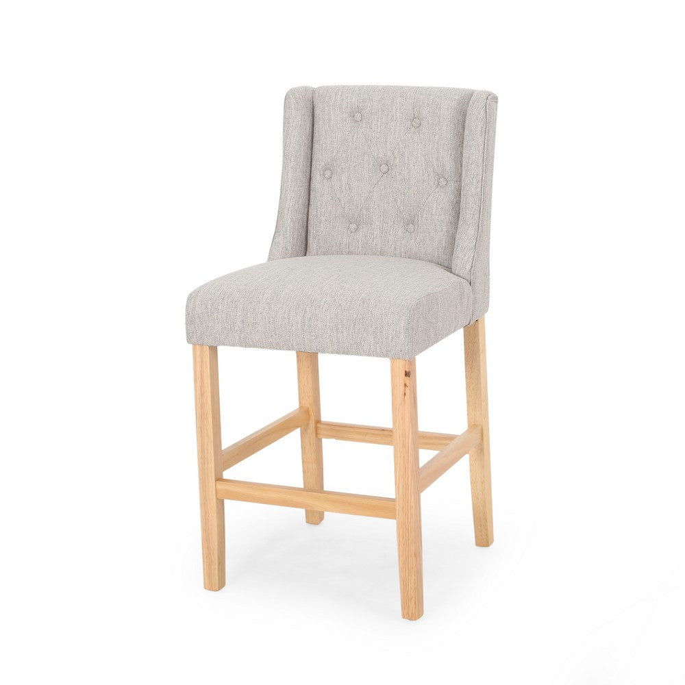 Seliva Counter Stool Chair Set of 2, Light Gray, Brown