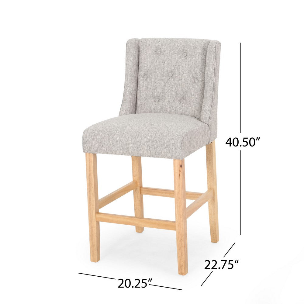 Seliva Counter Stool Chair Set of 2, Light Gray, Brown