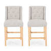Seliva Counter Stool Chair Set of 2, Light Gray, Brown