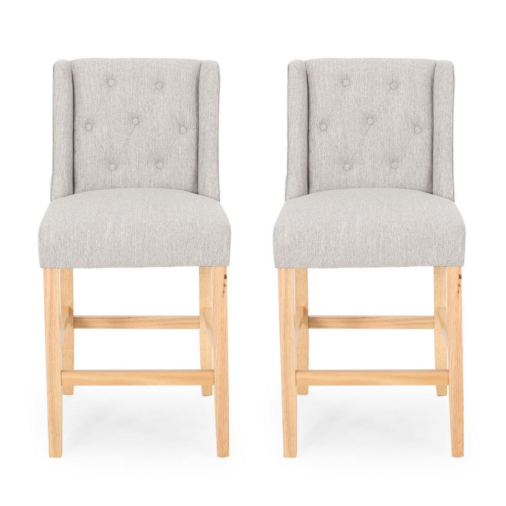 Seliva Counter Stool Chair Set of 2, Light Gray, Brown