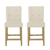 Sika Counter Stool Chair Set of 2, Button Tufted Back, Beige