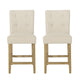 Sika Counter Stool Chair Set of 2, Button Tufted Back, Beige