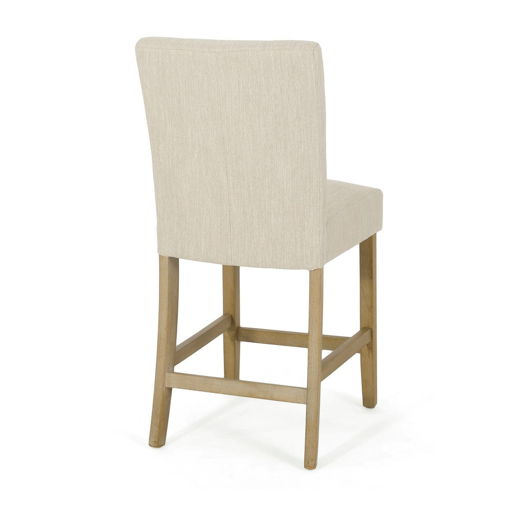 Sika Counter Stool Chair Set of 2, Button Tufted Back, Beige