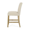 Sika Counter Stool Chair Set of 2, Button Tufted Back, Beige