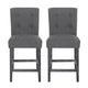 Sika Counter Height Stool Chair Set of 2 Tufted Dark Charcoal Gray Fabric