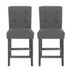 Sika Counter Height Stool Chair Set of 2, Tufted Dark Gray